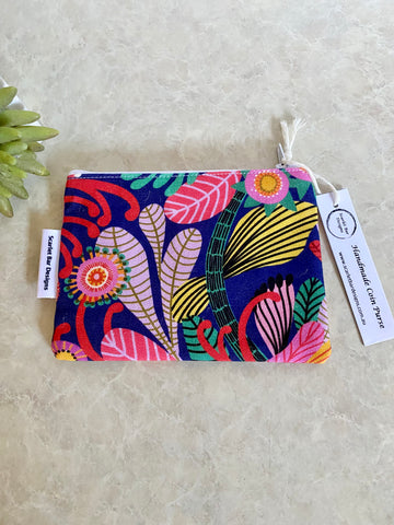 Kirsten Katz Wild Protea Eden Blue Print Coin Purse