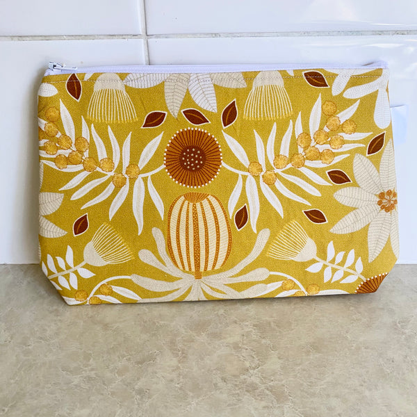 Jocelyn Proust Wattle Bird Mustard Print Fabric Pouch
