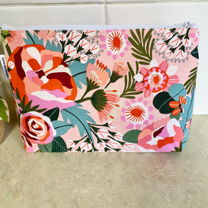 Kirsten Katz Peonies Blush Bloom Fabric Pouch- Large