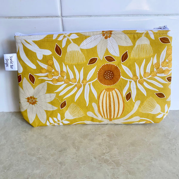 Jocelyn Proust Wattle Bird Mustard Print Fabric Pouch