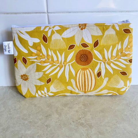 Jocelyn Proust Wattle Bird Mustard Print Fabric Pouch