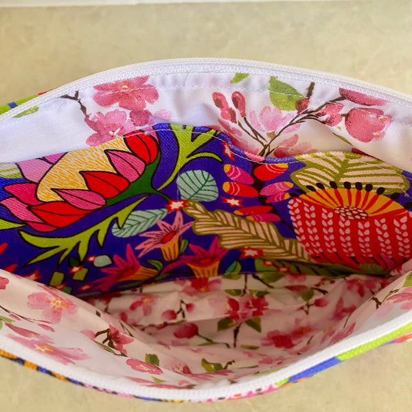 Kirsten Katz Parrots Blue Multi Fabric Pouch