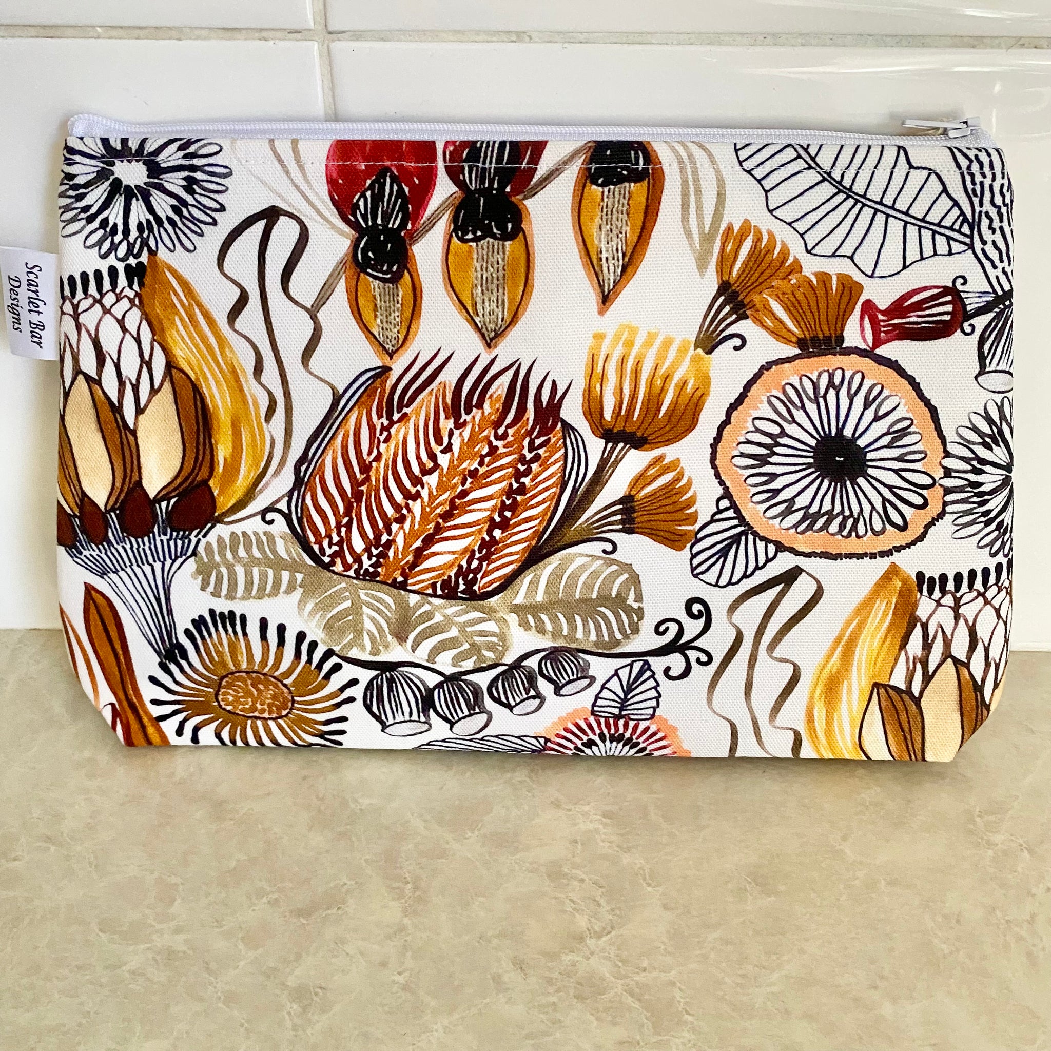 Kirsten Katz Neutral Natives Print Fabric Pouch