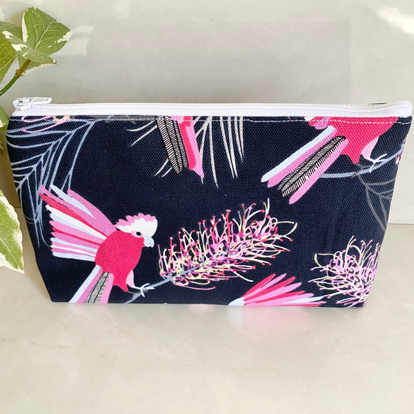 Jocelyn Proust Cockatoo-Pink Print Fabric Pouch- Small