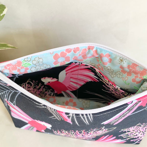 Jocelyn Proust Cockatoo-Pink Print Fabric Pouch- Small